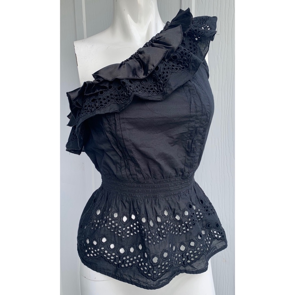 2B Bebe One Shoulder Peplum Blouse XS
